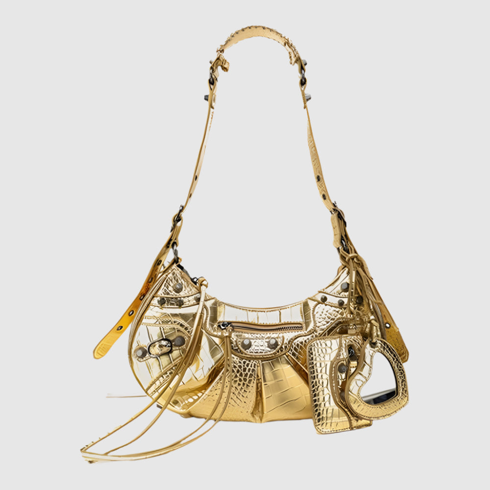 Biance Metallic Baguette Leather Bag